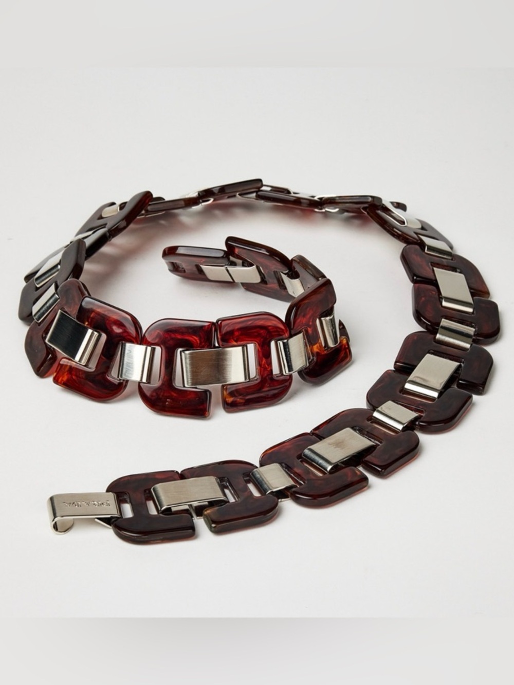 Vintage Prada Honey Tortoiseshell Plexiglass Acrylic Link Belt S 29”